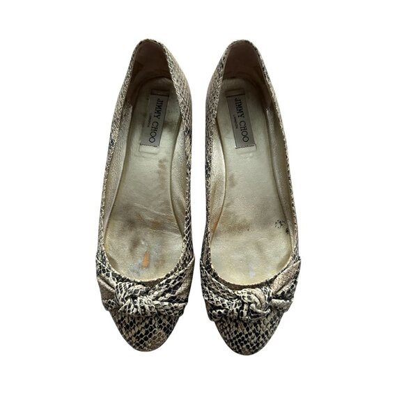 JIMMY CHOO Snake Print Leather Knot Flats Size 39 / US 9 - Picture 6 of 9